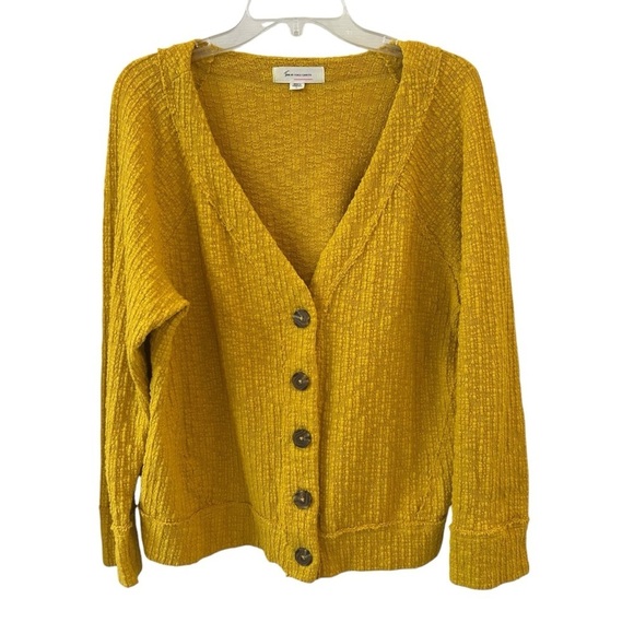 Two by Vince Camuto Yellow Button-Up Knit Cardigan Sweater XL - Picture 1 of 11